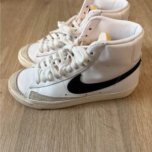 Nike White and Black High-Top Athletic Shoes